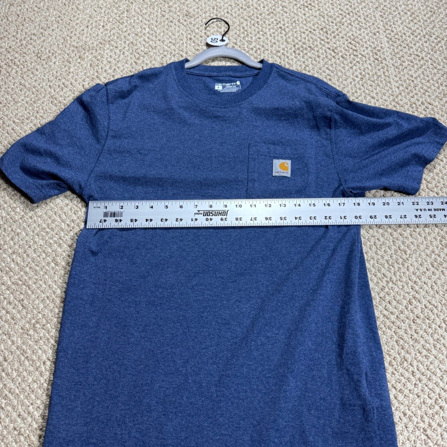 Carhartt Mens K87 Workwear Pocket T-Shirt Size S Blue Loose Fit Heather
