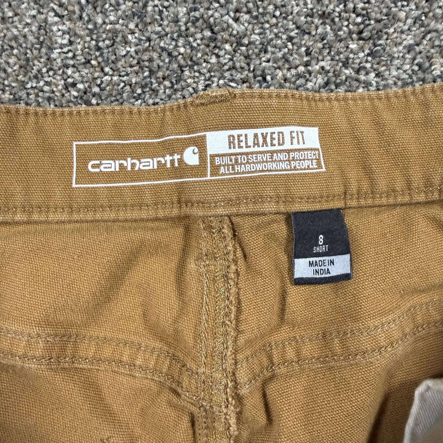 Carhartt Womens Work Pants Size 8 Short Brown Relaxed Fit Carpenter Stained