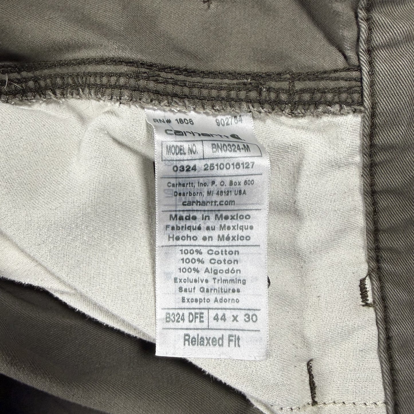 Carhartt Mens Work Pants 44x30 Relaxed Fit Green Cotton Canvas Workwear