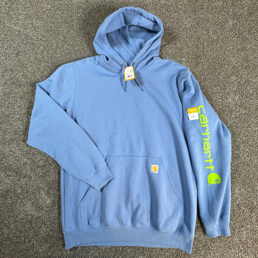Carhartt Mens Loose Fit Hoodie Sweatshirt L Tall Skystone Blue Spellout