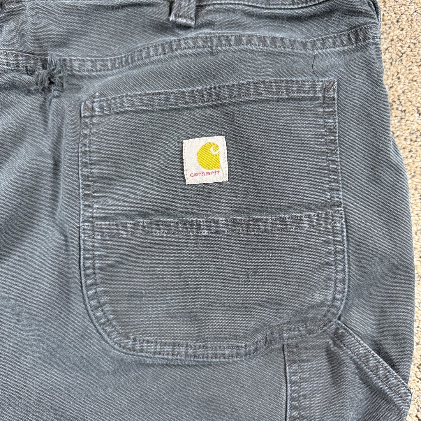 Carhartt Womens Work Pants 16 Tall Gray Relaxed Fit Distressed Carpenter
