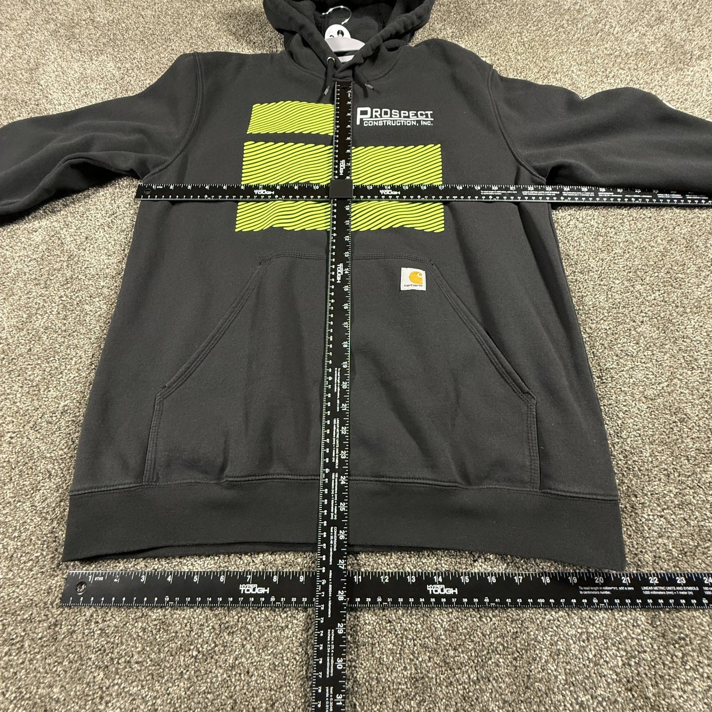 Carhartt Mens Hoodie Large Black Loose Fit Custom Graphic Pullover