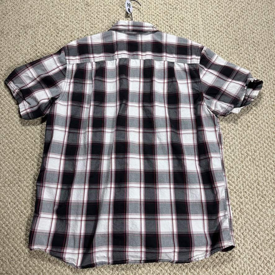 Carhartt Mens L Short Sleeve Button Up Shirt White Red Black Plaid Relaxed Fit