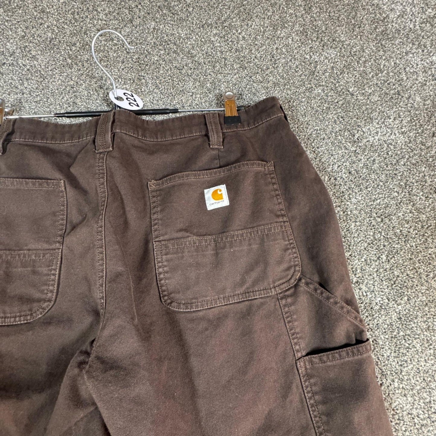 Carhartt Womens Work Pants Size 14 Short Brown Canvas Double Knee Utility