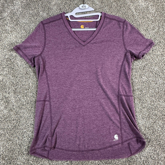 Carhartt Womens Force V-Neck T-Shirt Size M Purple Heather Performance Top