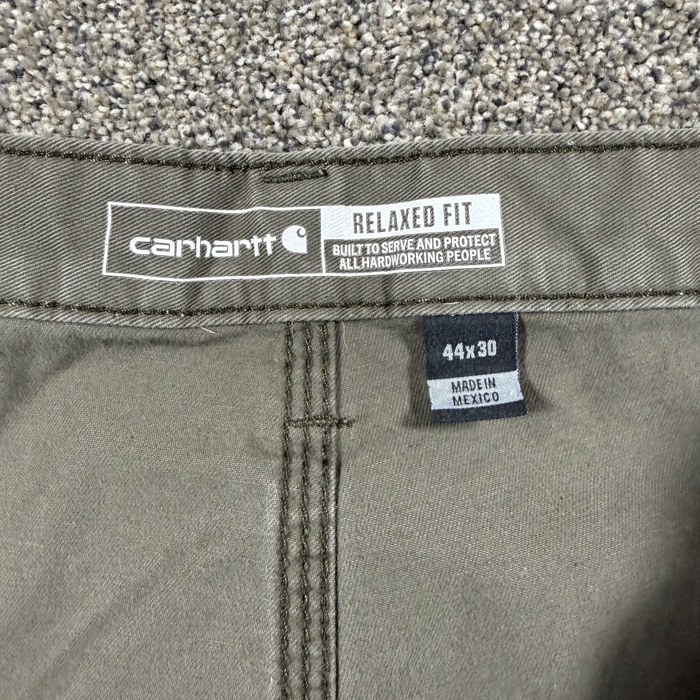 Carhartt Mens Work Pants 44x30 Relaxed Fit Green Cotton Canvas Workwear