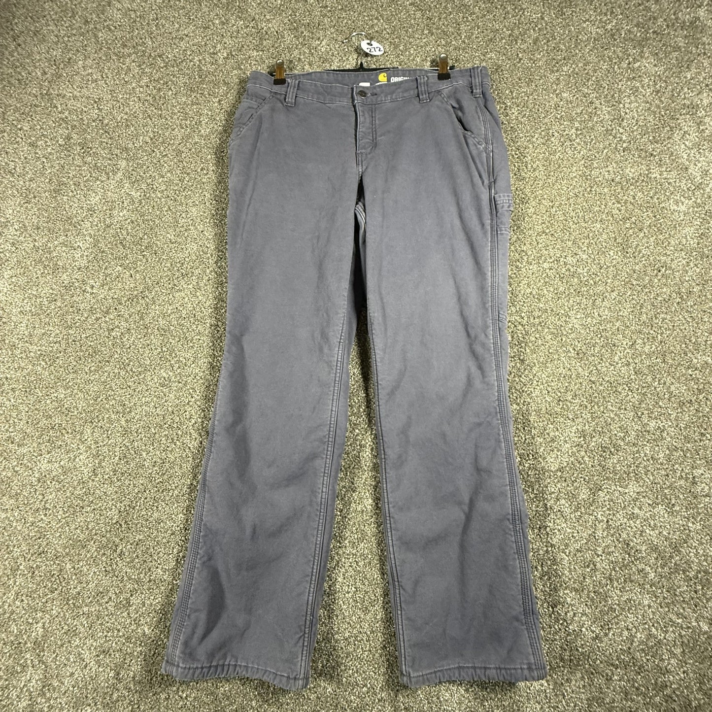 Carhartt Womens Fleece Lined Work Pants Carpenter Original Fit 14 Short Gray