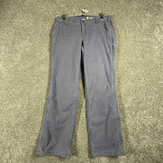 Carhartt Womens Fleece Lined Work Pants Carpenter Original Fit 14 Short Gray