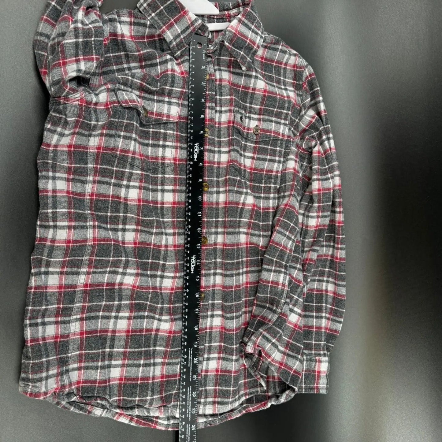 Carhartt Womens Flannel Shirt L Gray Red Plaid Button Up Long Sleeve