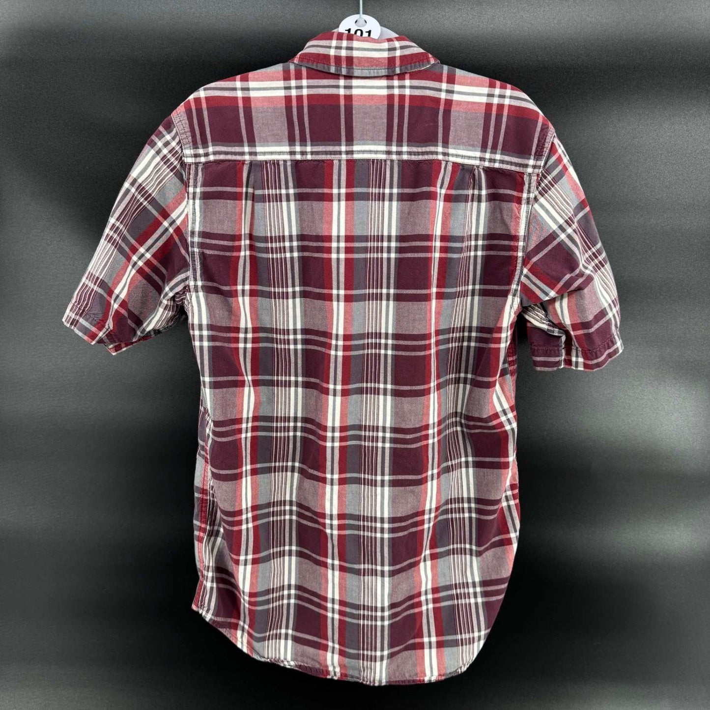 Carhartt Mens S Button Down Shirt Red Plaid Short Sleeve Cotton Work Shirt
