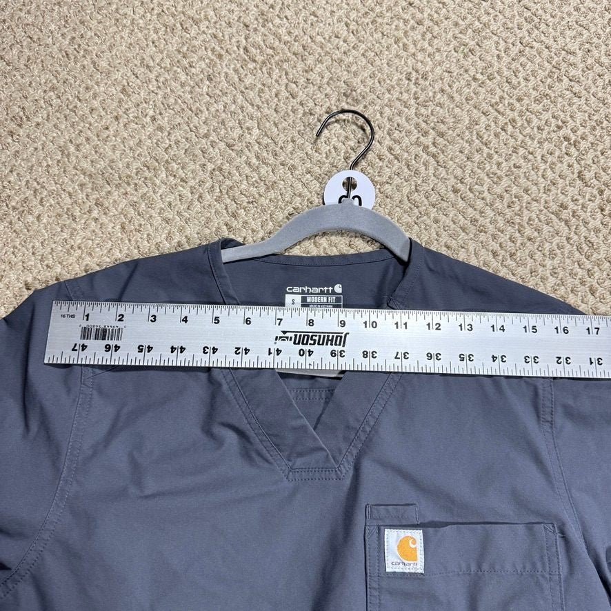 Carhartt Force Mens Scrub Top Small Modern Fit Gray Medical Scrubs