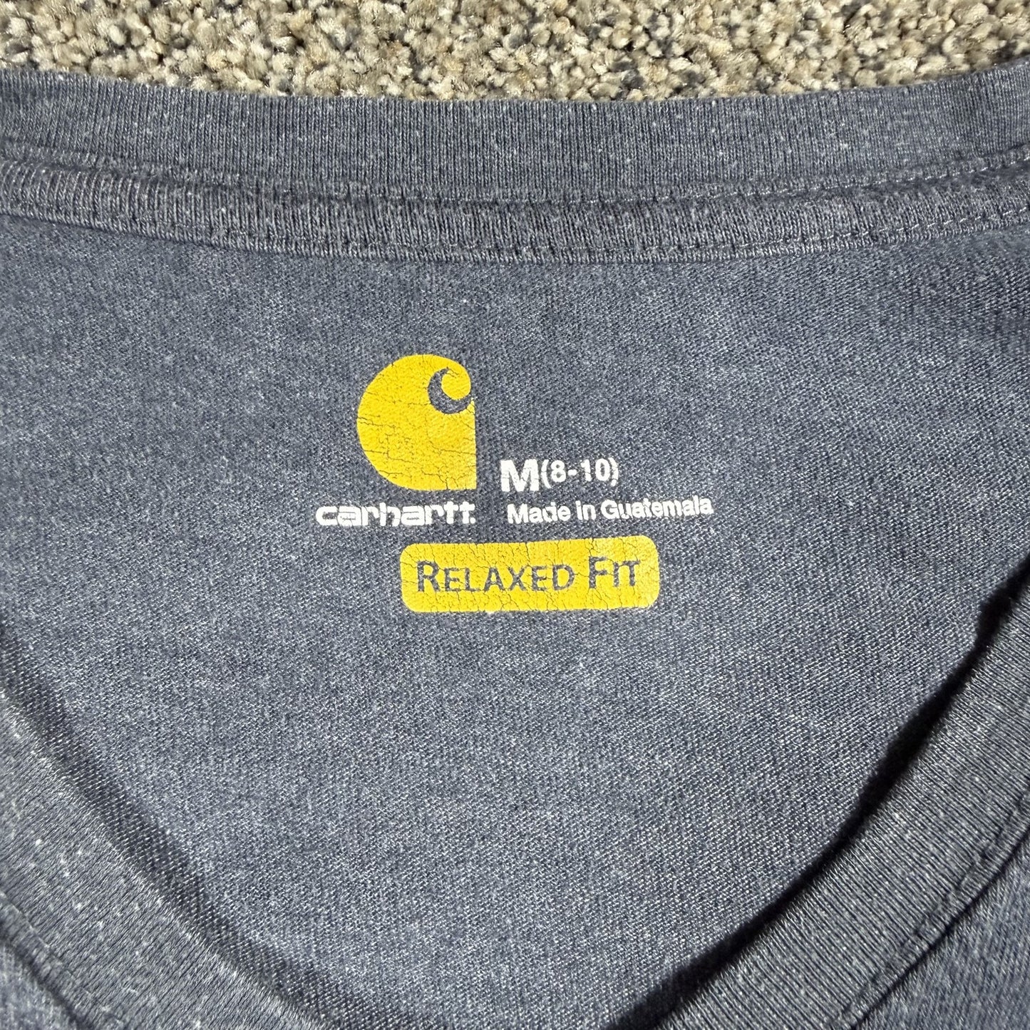 Carhartt Womens V Neck T Shirt Short Sleeve M 8-10 Gray Relaxed Fit Graphic