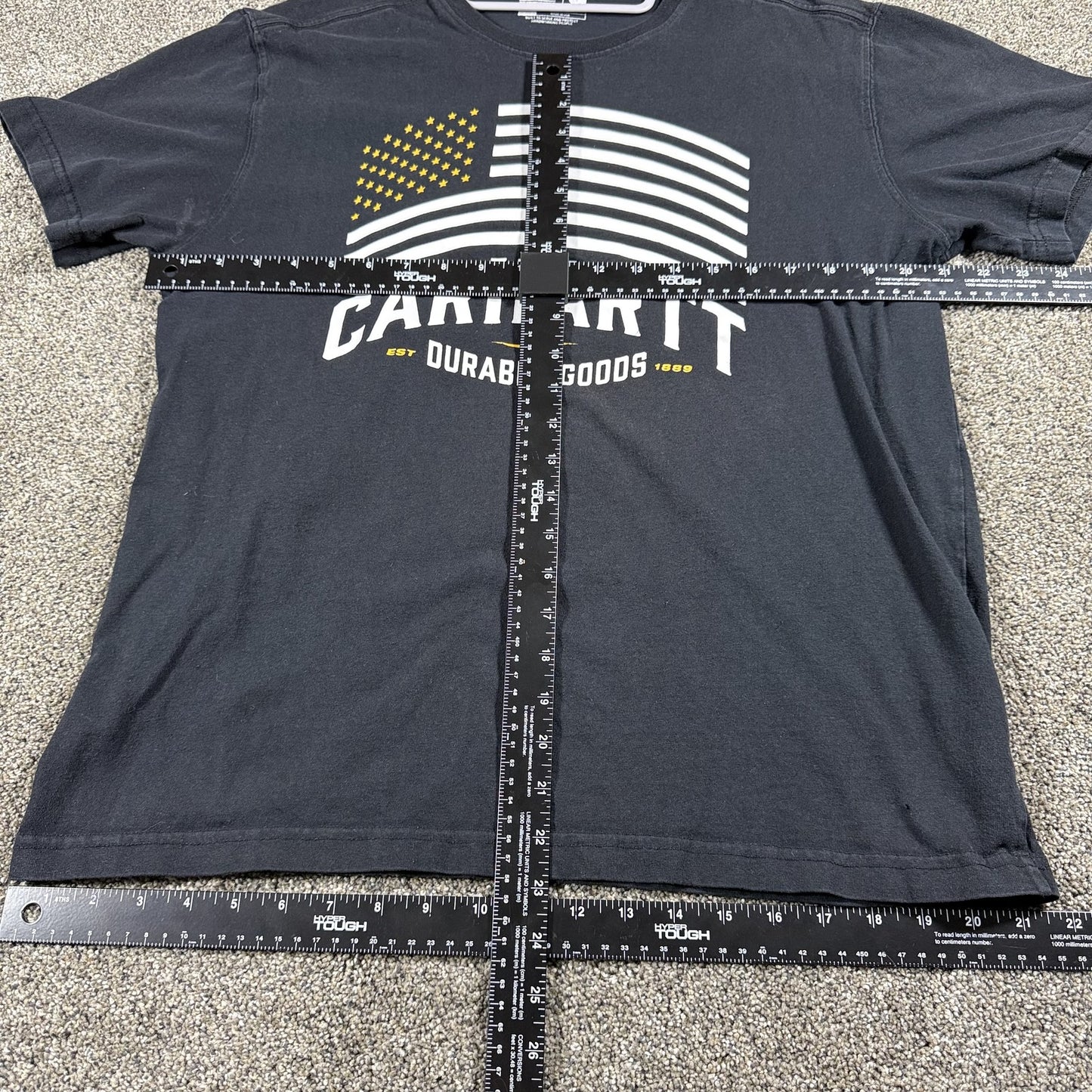 Carhartt Mens Graphic T-Shirt American Flag Logo Durable Goods Black