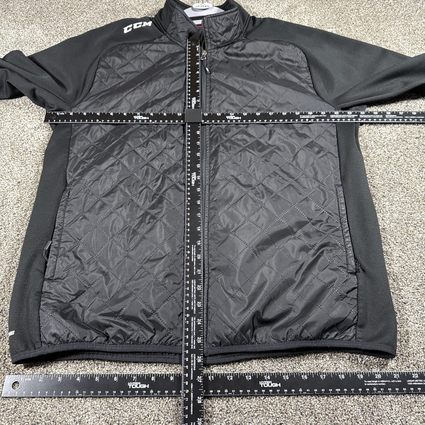 CCM Hockey Mens XL Black Quilted Full Zip Jacket Stand Collar Tactical Degree