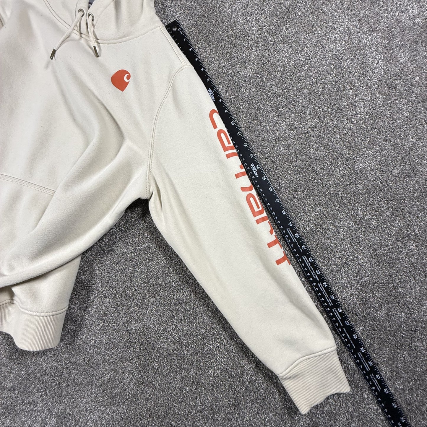 Carhartt Womens Clarksburg Hoodie Relaxed Fit XXL 20 Cream Sweatshirt Spellout
