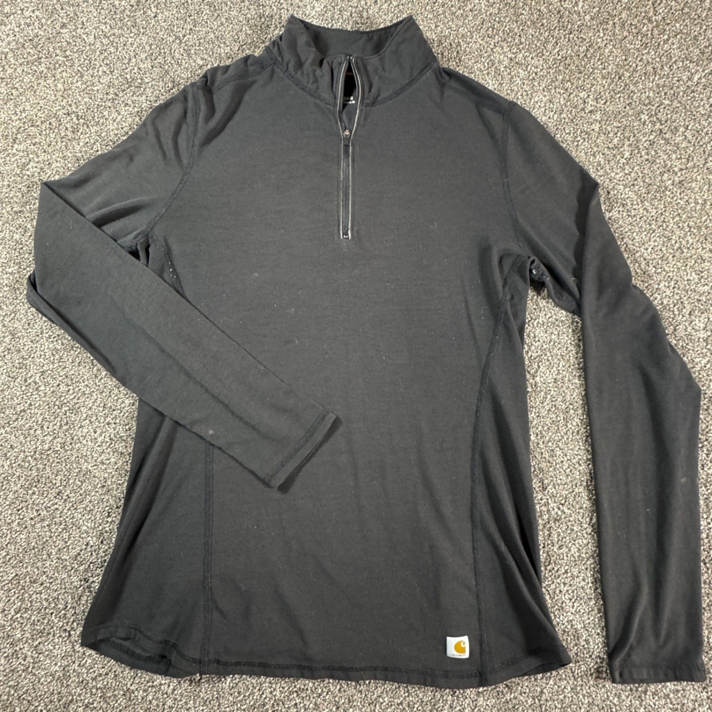 Carhartt Womens Force Quarter Zip Pullover Shirt Size S Black Workwear w/Flaws