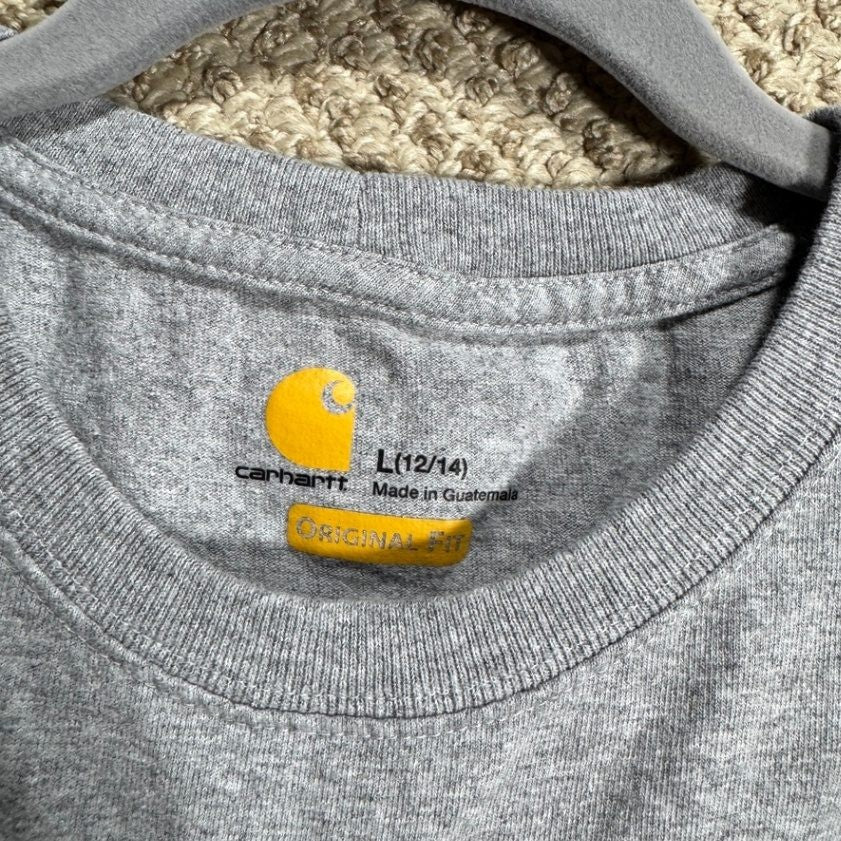 Carhartt Womens T-Shirt Size L 12-14 Gray Short Sleeve Original Fit Pocket Tee