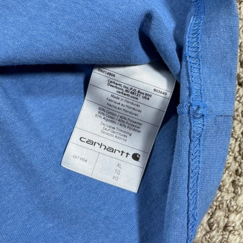 Carhartt Mens K87 Pocket T-Shirt XL Blue Loose Fit Short Sleeve Workwear
