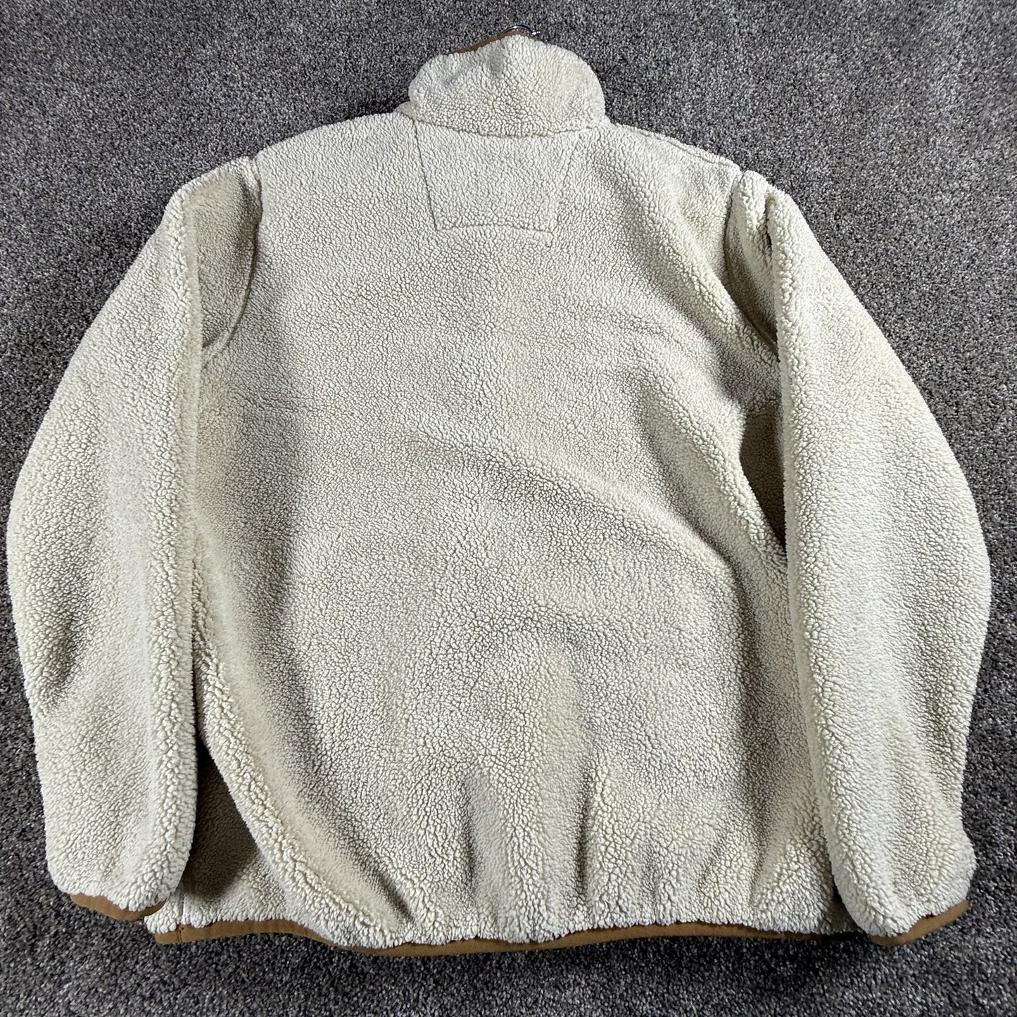 Carhartt Womens M 8-10 Cream Sherpa Fleece Quarter Zip Pullover Loose Fit