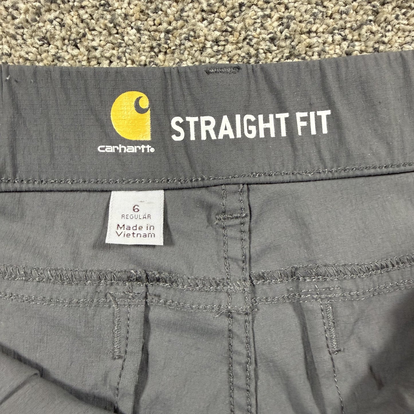 Carhartt Womens Force Cargo Shorts Size 6 Regular Gray Straight Fit Work Ripstop