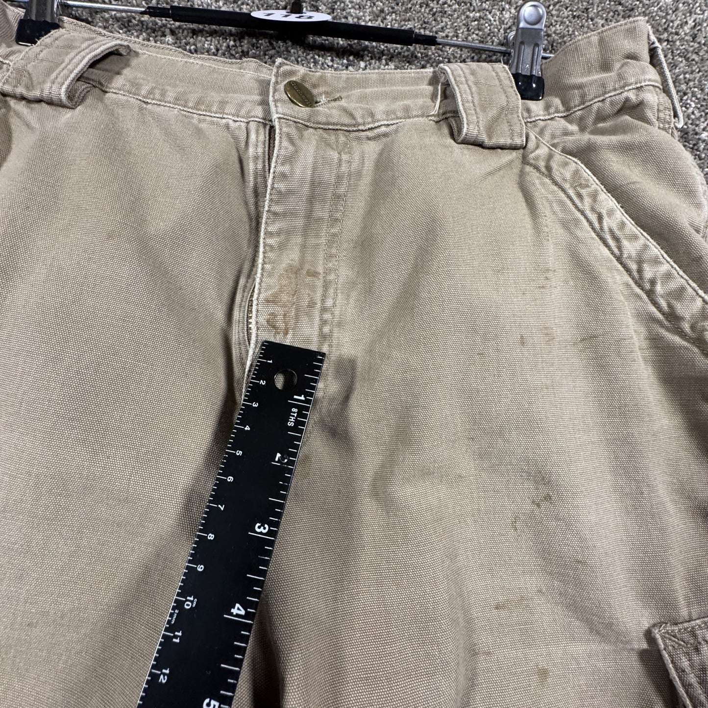 Carhartt Mens Work Cargo Shorts Size 32 Tan Canvas Utility Carpenter