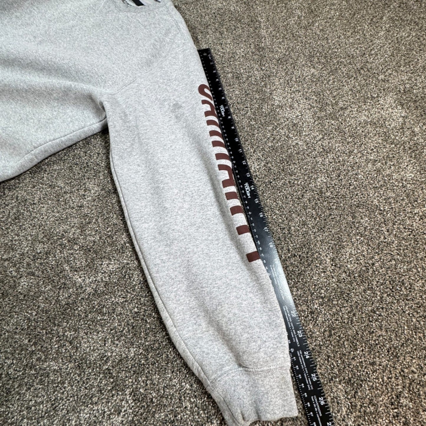 Carhartt Mens Sweatshirt Large Gray Loose Fit Pullover Crewneck Spellout STAINS
