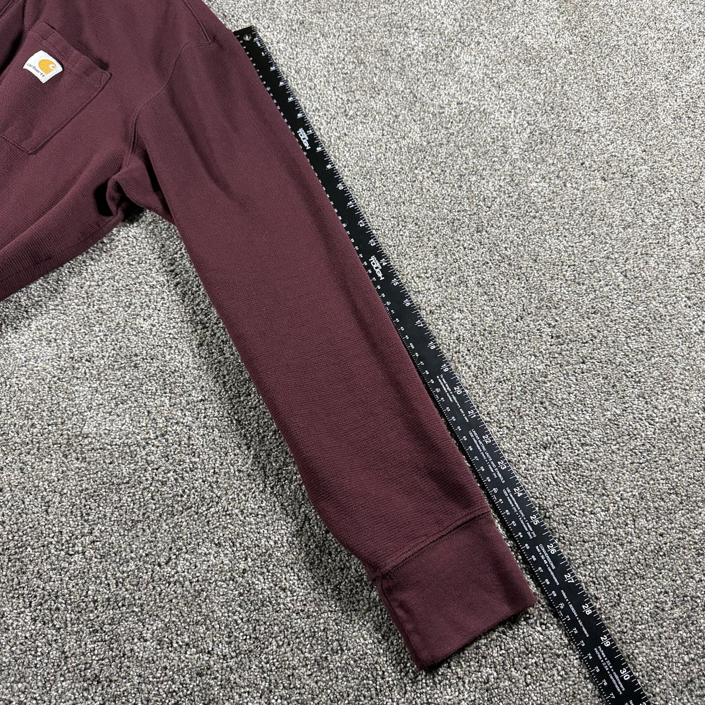 Carhartt Mens Quarter Zip Pullover Shirt 2XL Maroon Relaxed Fit Long Sleeve