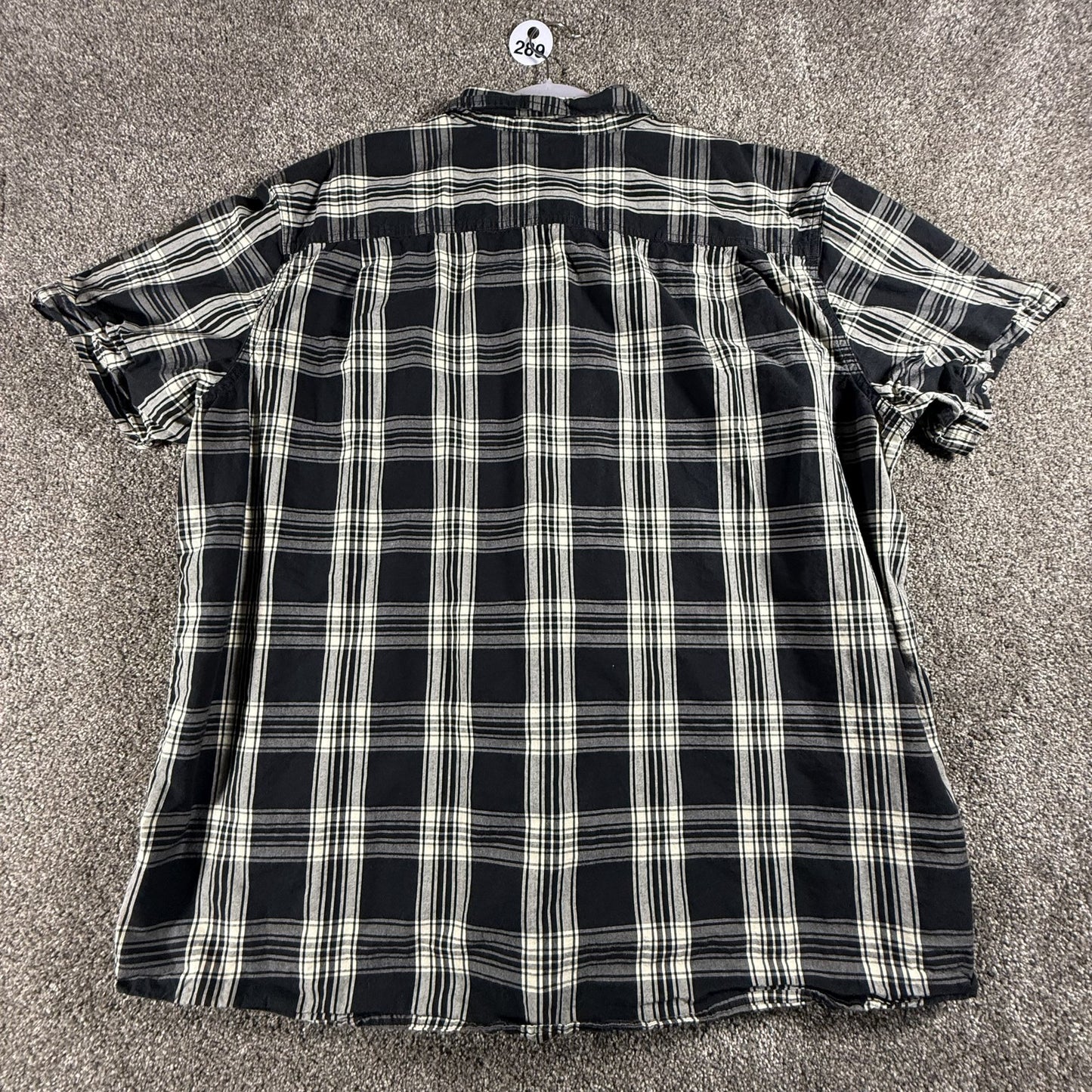 Carhartt Mens 2XL Short Sleeve Button Down Plaid Shirt Relaxed Fit Black White