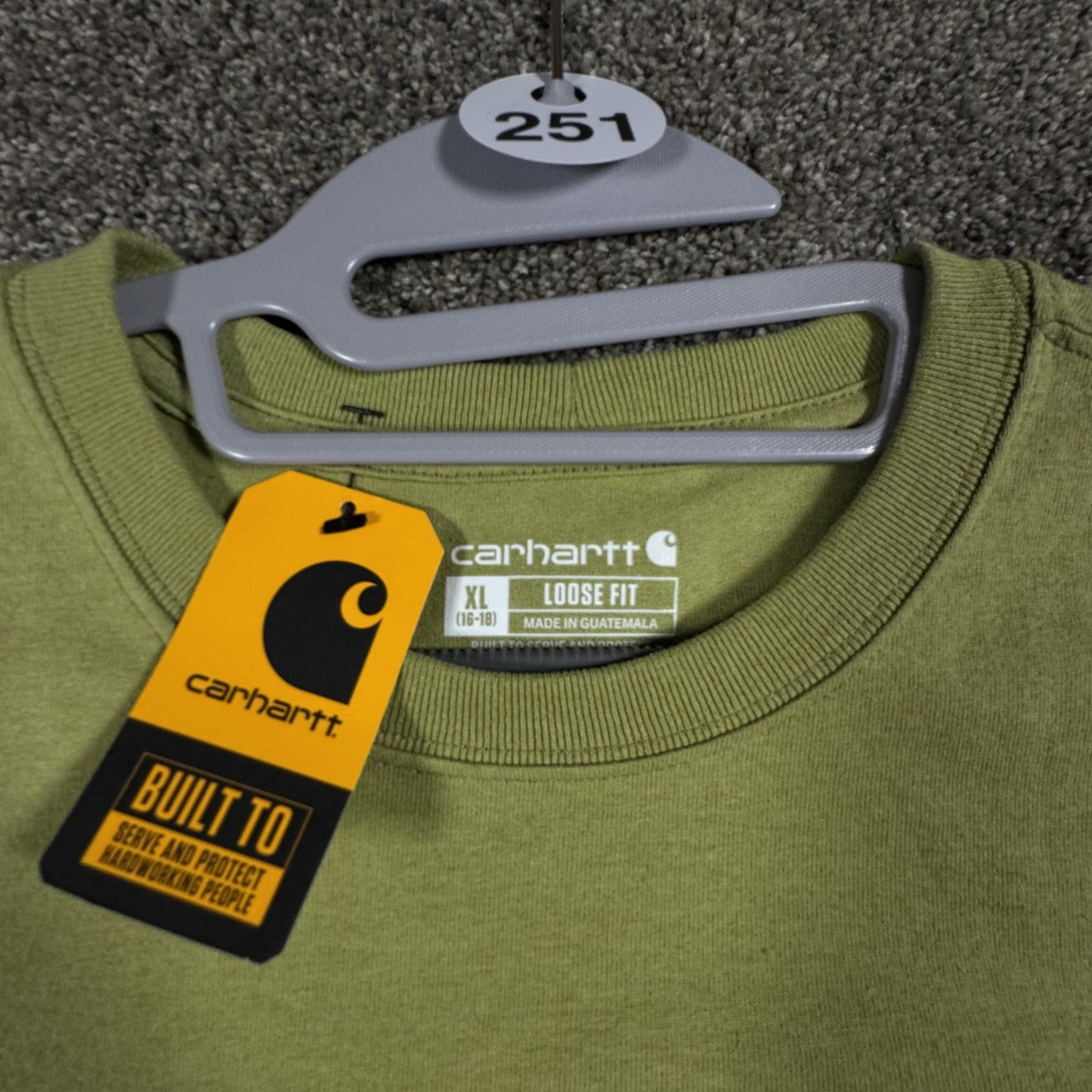 STAINED Carhartt Womens T Shirt XL K87W Loose Fit Pocket Short Sleeve Green