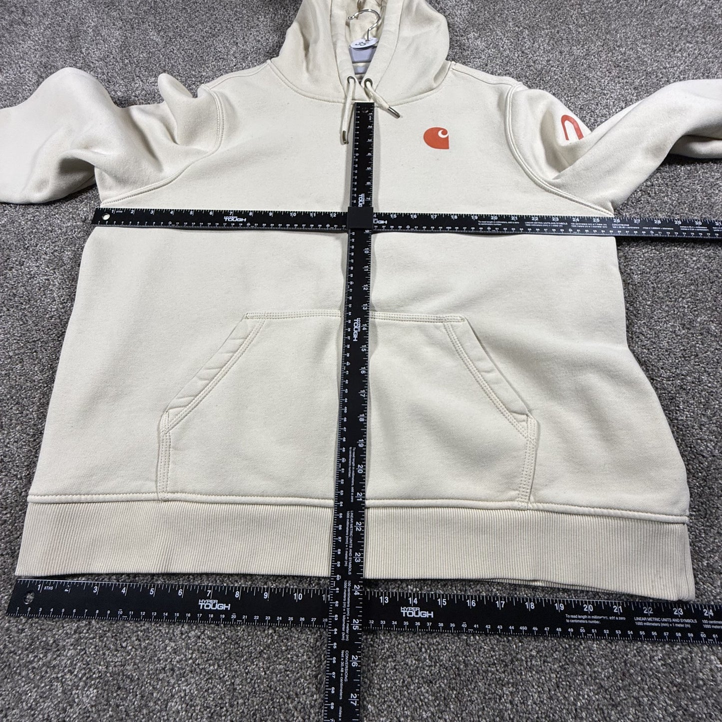 Carhartt Womens Clarksburg Hoodie Relaxed Fit XXL 20 Cream Sweatshirt Spellout