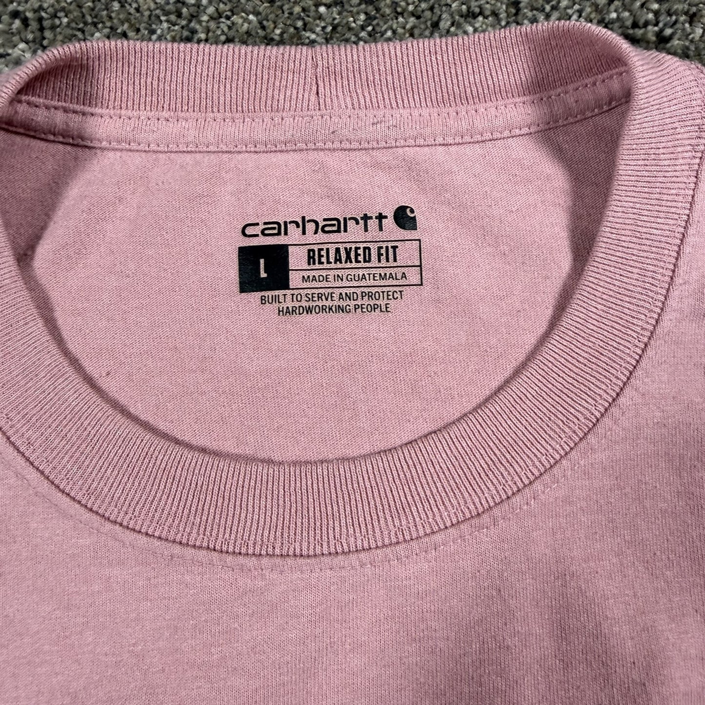 Carhartt Mens T-Shirt Relaxed Fit Logo Short Sleeve Graphic Tee Size L Pink