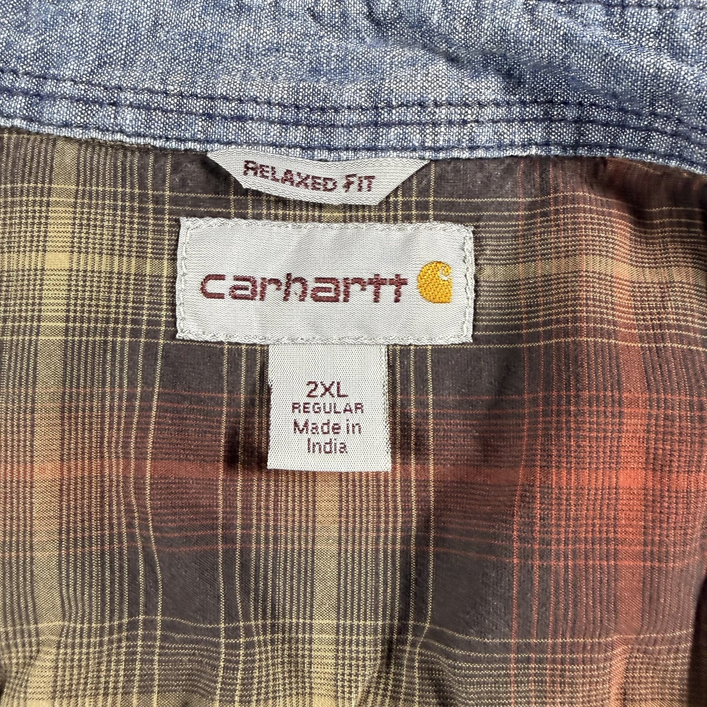 Carhartt Mens Flannel Shirt 2XL Regular Multicolor Plaid Long Sleeve Western