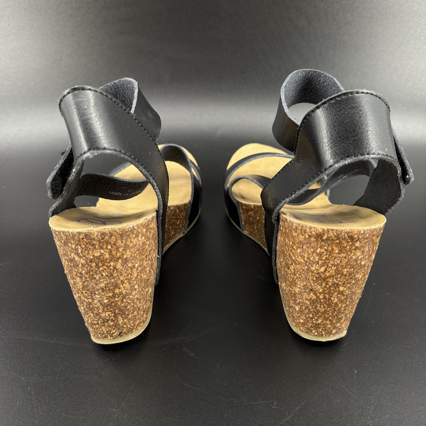Blowfish Malibu Womens 10 Wedge Sandals Shoes Black Cork Platform Strappy