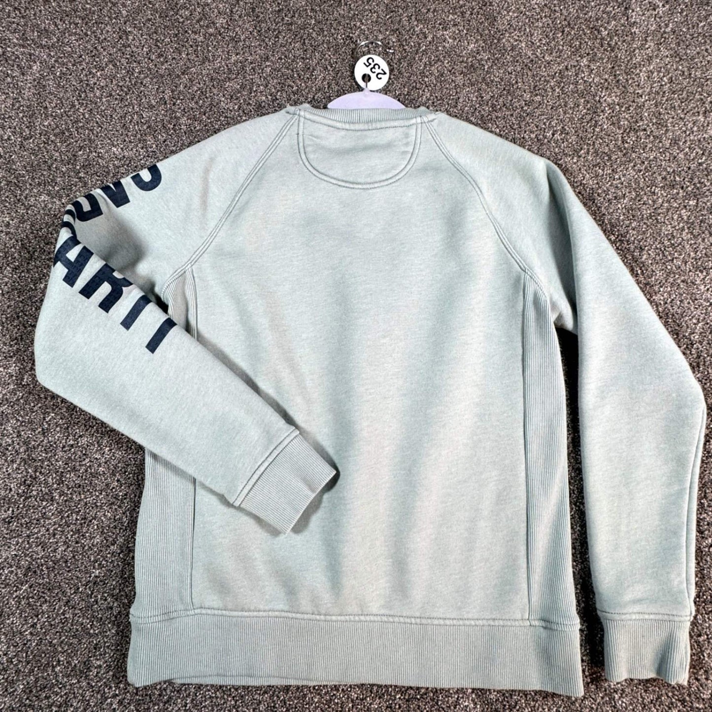 Carhartt Womens Sweatshirt Size M 8-10 Light Green Pullover Spellout Crewneck