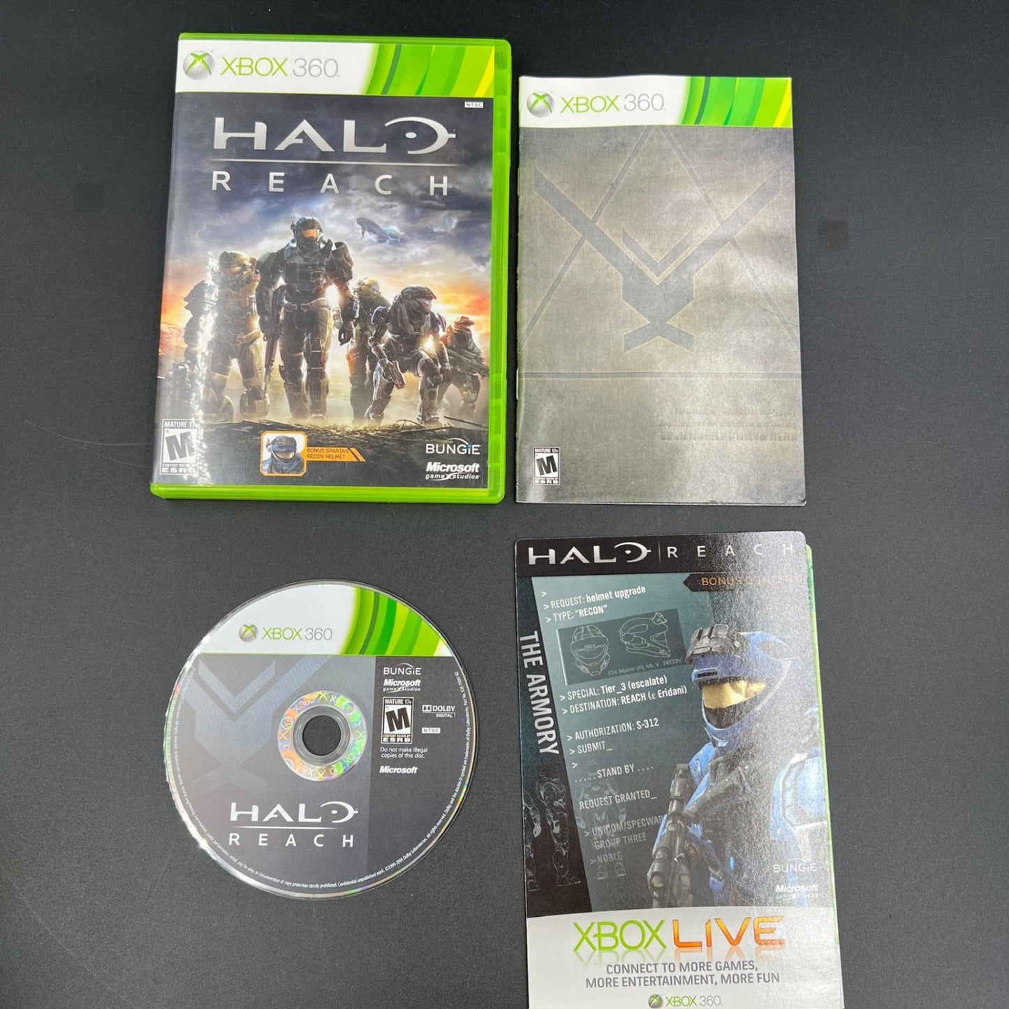 Halo Reach Microsoft Xbox 360 Complete Video Game With Manual Bungie