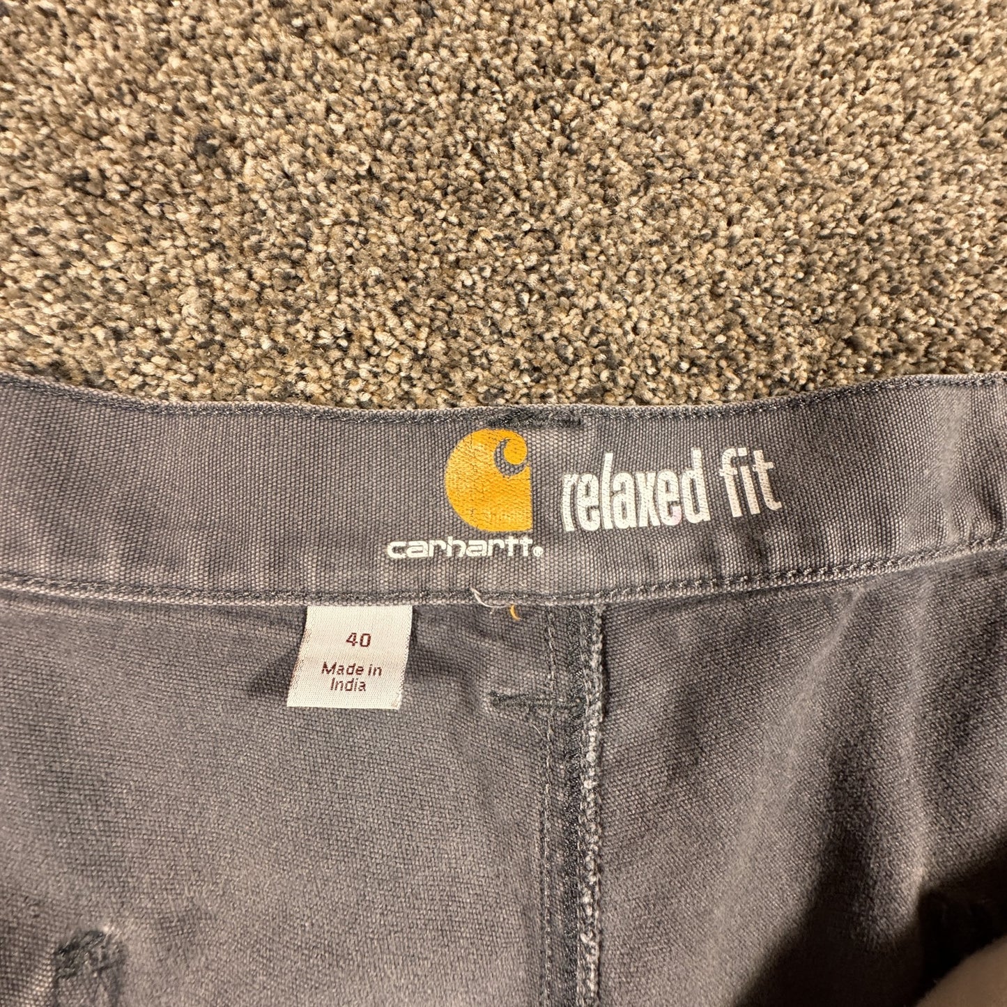 Carhartt Mens Carpenter Work Shorts Size 40 Relaxed Fit Gray Faded Cotton