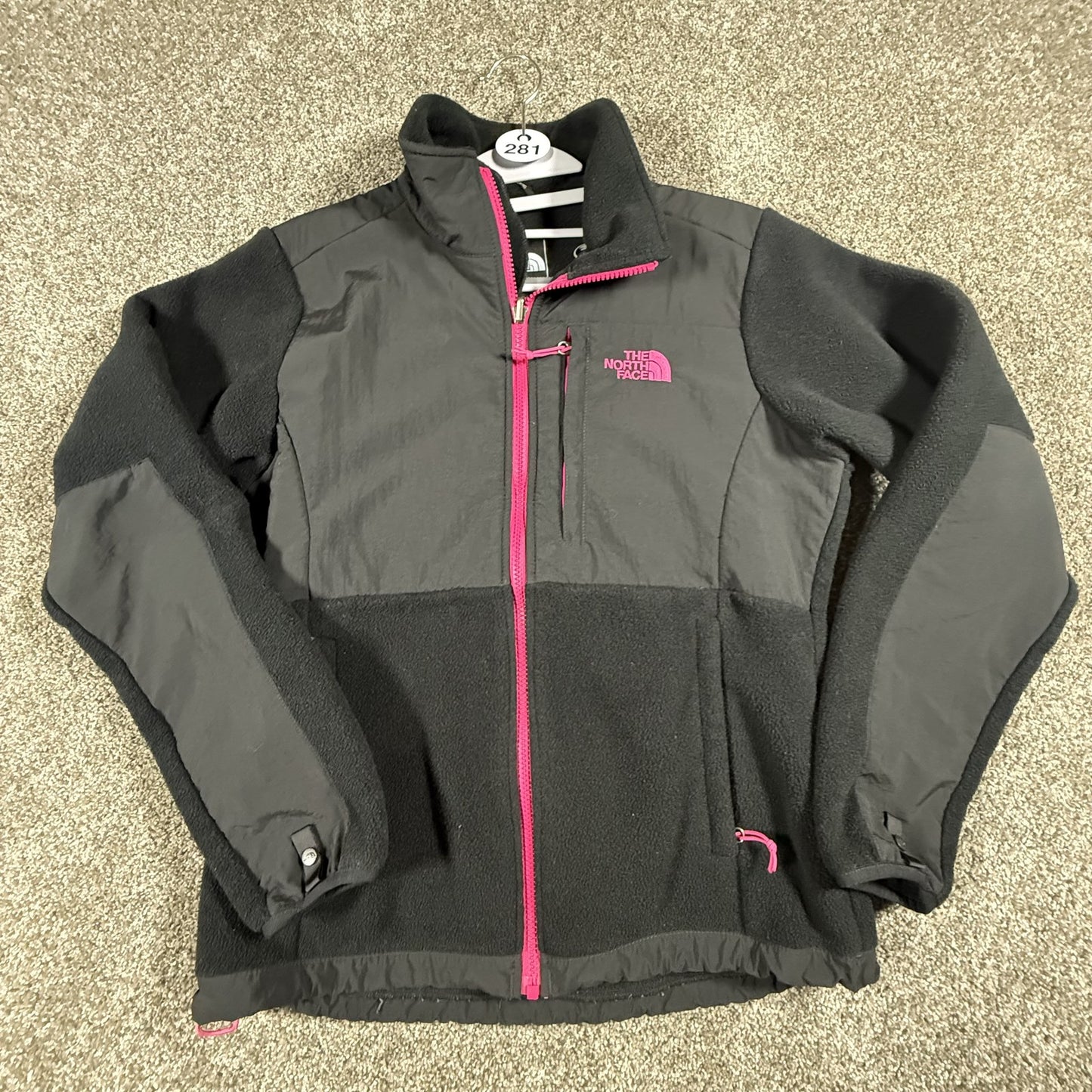 The North Face Womens Denali M Fleece Jacket Black Pink Polartec Full Zip