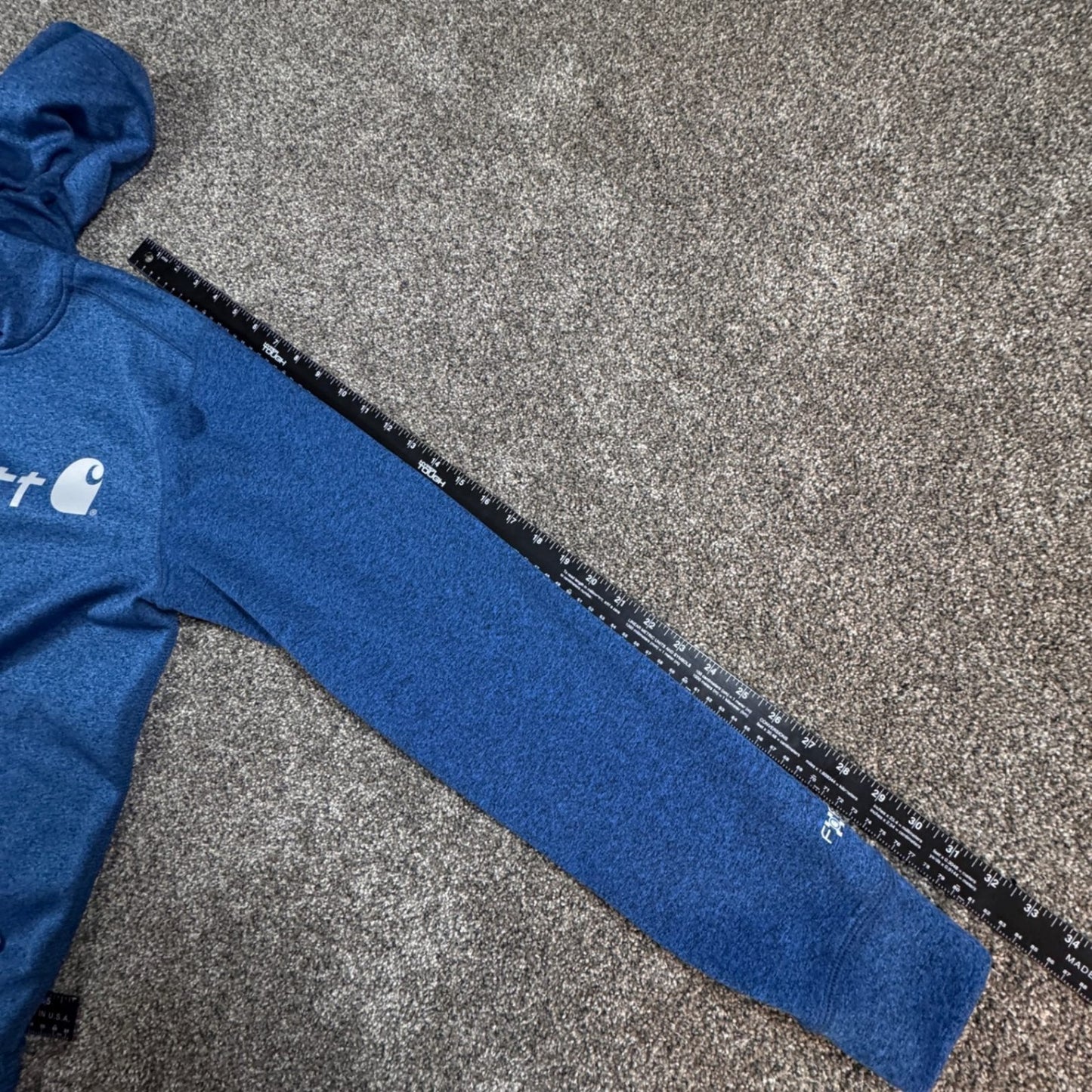 Carhartt Mens Force Hoodie M Blue Heather Relaxed Fit  Sweatshirt Spellout