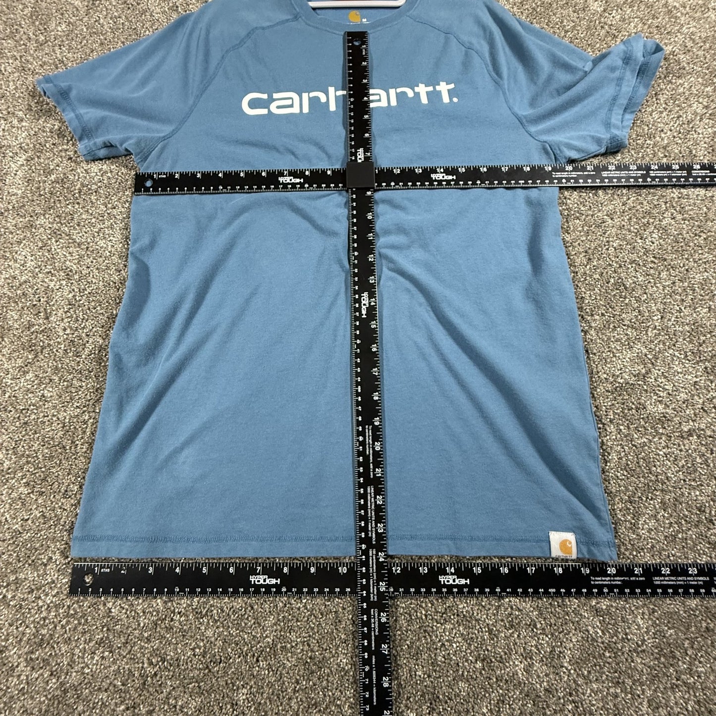 Carhartt Mens Force Workwear T-Shirt Size M Blue Relaxed Fit Graphic Logo