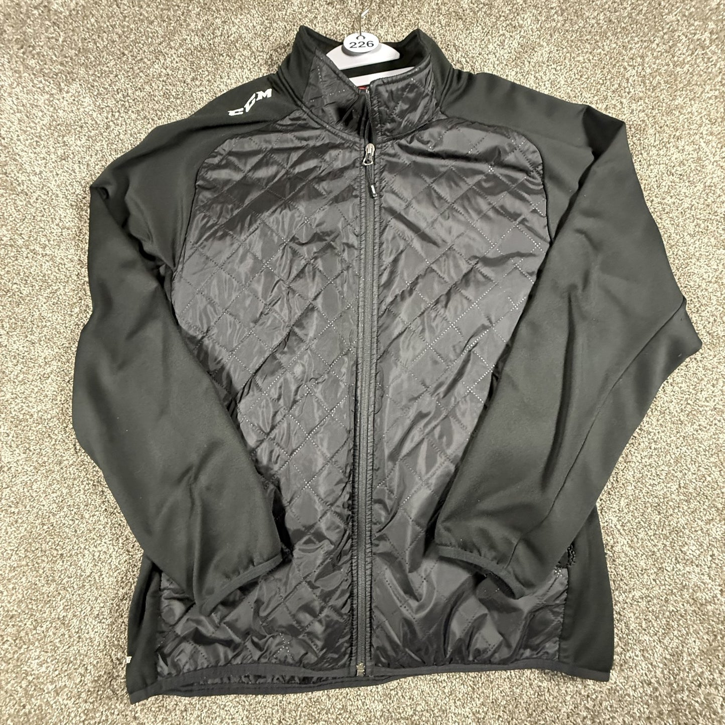 CCM Hockey Mens XL Black Quilted Full Zip Jacket Stand Collar Tactical Degree