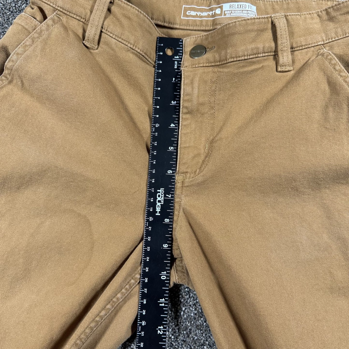 Carhartt Womens Work Pants Size 8 Short Brown Relaxed Fit Carpenter Stained