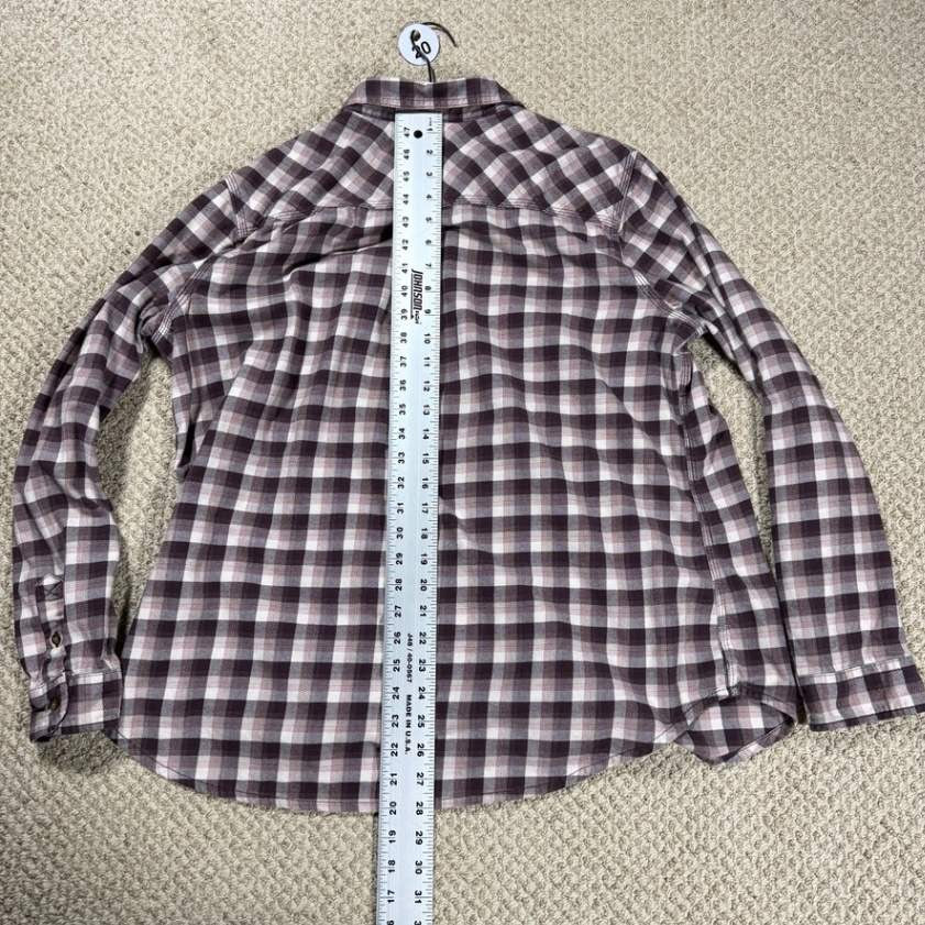 Carhartt Womens Plaid Flannel Shirt Size XXL 20 Purple Burgundy Button Up