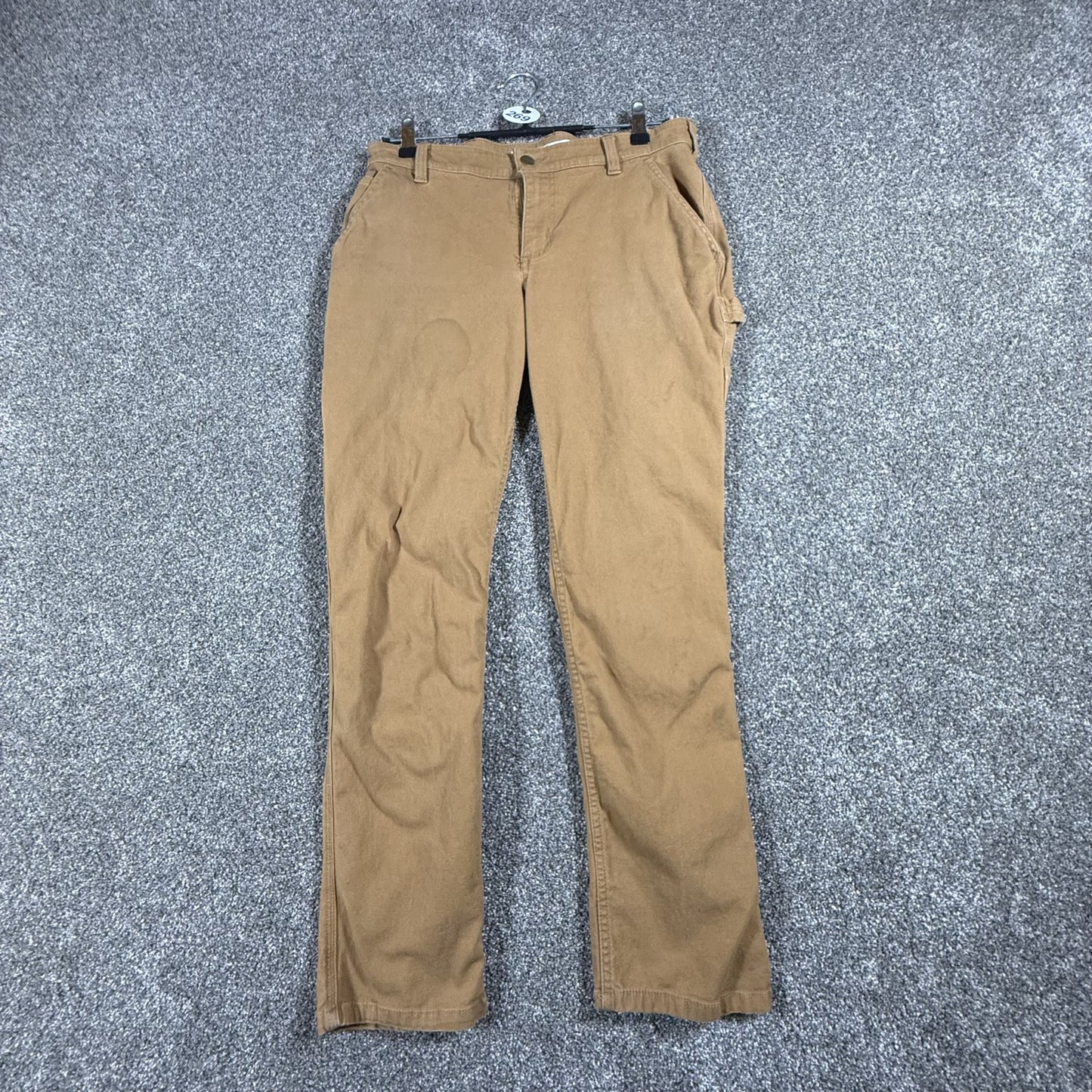 Carhartt Womens Work Pants Size 8 Short Brown Relaxed Fit Carpenter Stained