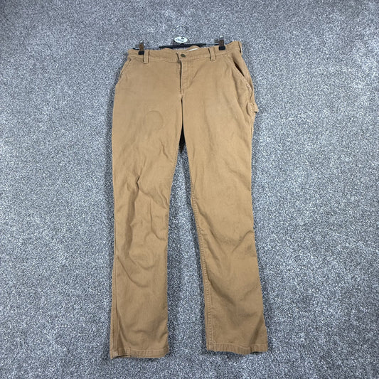 Carhartt Womens Work Pants Size 8 Short Brown Relaxed Fit Carpenter Stained
