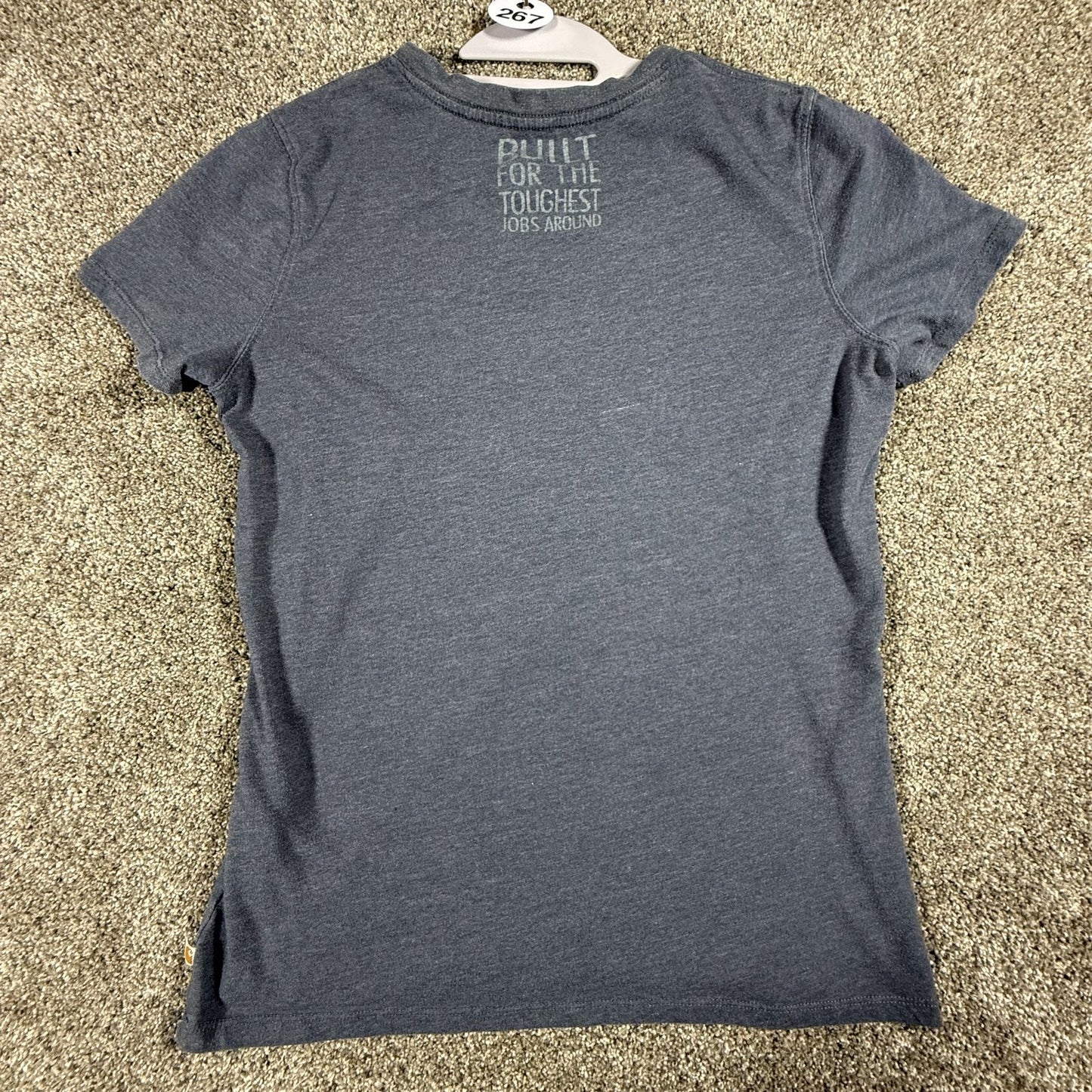 Carhartt Womens V Neck T Shirt Short Sleeve M 8-10 Gray Relaxed Fit Graphic