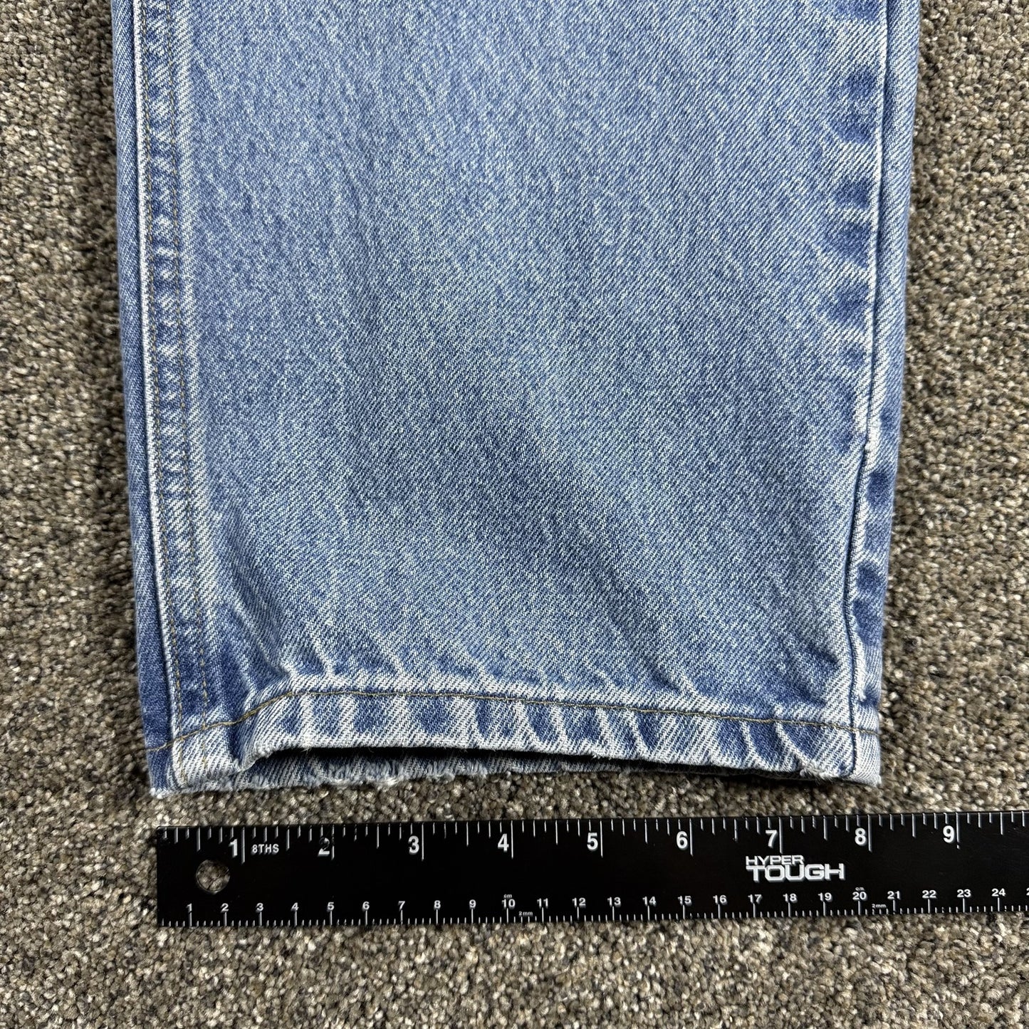 Carhartt Mens Jeans 44x32 B17 Light Blue Wash Relaxed Fit Leather Patch