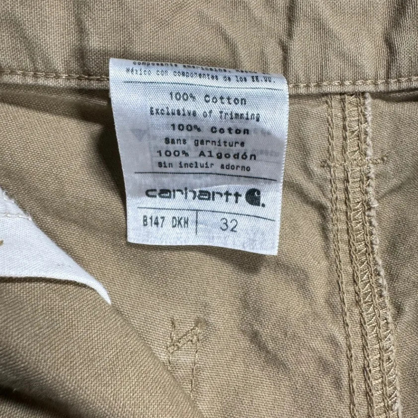 Carhartt Mens B147 Cargo Work Shorts Size 32 Tan Khaki Carpenter Utility Canvas