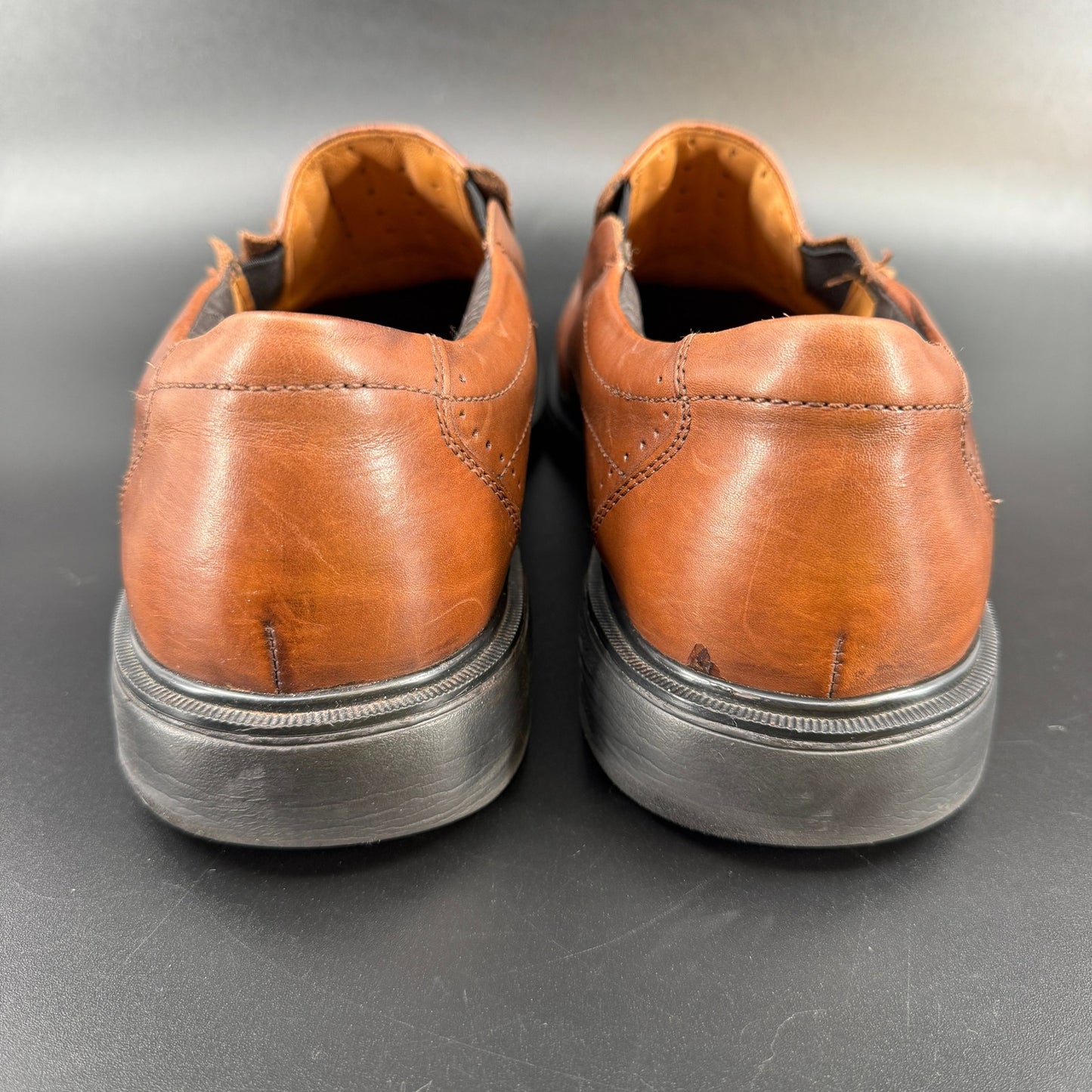 Clarks Mens Unstructured Un Sheridan Square Toe 13W Brown Leather Dress Shoes