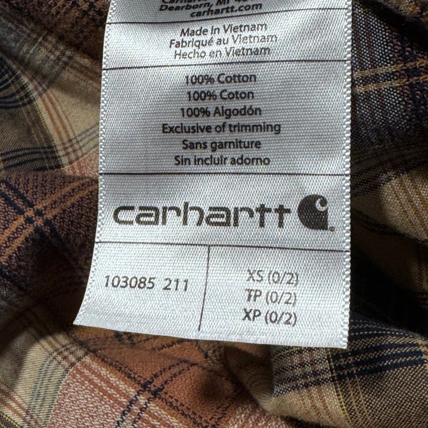 Carhartt Womens Flannel Shirt XS Multicolor Plaid Button Up Long Sleeve