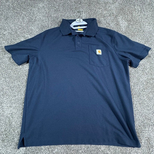 Carhartt Mens Polo Shirt XL Navy Blue Original Fit Pocket K570